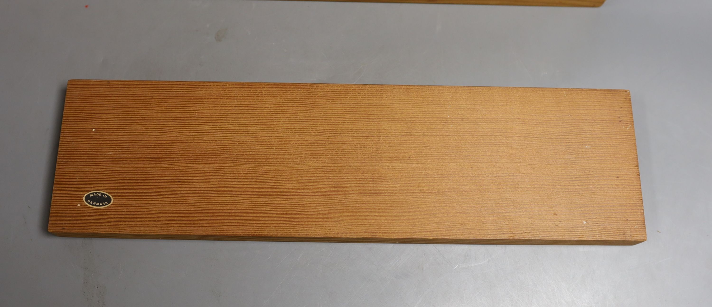 Danish mid century Oregan pine trencher's, larger 50cm, smaller 39cm